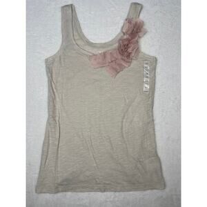 Old Navy Deadstock Pink Bow Beige Layering Tank sz XS Balletcore Feminine
